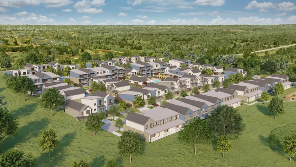 The Oaks at Covell aerial rendering