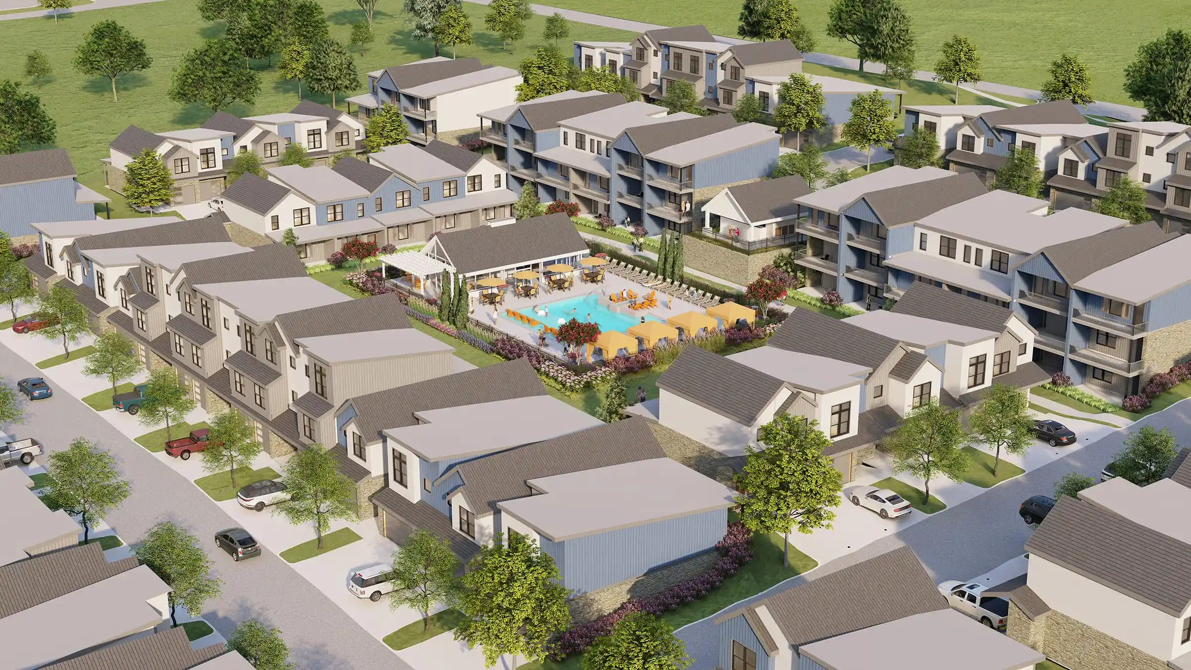 The Oaks at Covell aerial rendering